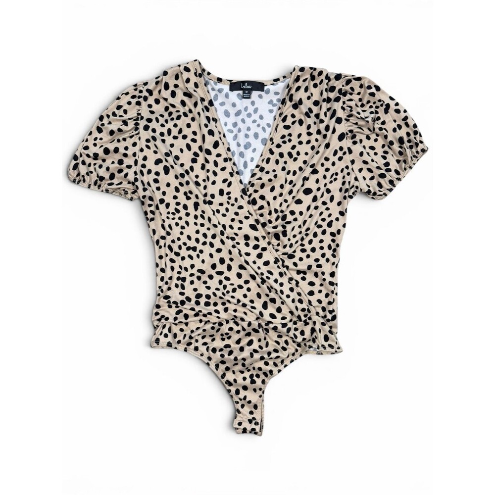 Lulus Leopard Print Puff Sleeve Bodysuit Medium